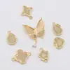 Base de Colgante de Oro de 14K Mariposa, Gota de Agua, Forma de Corazón, Trébol de Cuatro Hojas Circonita de Imitación Accesorios DIY Materiales Hechos a Mano Piezas Hechas a Mano