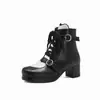 20 Nuevos Zapatos de Dulce a Juego con Color Cordones Botines Chelsea de Caña Corta Zapatos de Tacón Medio Grueso Amazon deseo Botas de Comercio Exterior Talla Grande