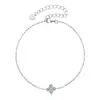 Pulsera de Moissanita de Trébol de Cuatro Hojas Popular Transfronteriza para Mujer, Pulsera Versátil y Sencilla de Plata de Ley S925, Joyería Similar a las Usadas por Celebridades de Internet