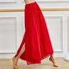 Elegante Traje de Danza de Gasa Pantalones de Práctica Femenino Adulto Suelto Doble Capa Abertura Pantalones de Pierna Ancha Estilo Chino Rima de Danza Danza Clásica