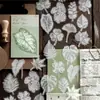 Pacote de Adesivos Tinta Branca Papel Ácido Momo Série Natureza Meio-Tom Padrão de Planta Adesivo Material para Diário Pacote de Adesivos