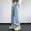 Verão do Sudeste Asiático Finos Marca da Moda Retro Americana Jeans de Perna Reta Sul-Americano para Homens com Cordão e Design Casual Larga e Fluido