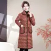 Ropa de Invierno para Mamá Nueva Chaqueta de Algodón Moda Cuadros Ropa para Mujeres de Mediana Edad y Mayores Chaqueta Ligera de Algodón de Longitud Media Ropa de Abrigo Cálida con Forro de Terciopelo