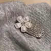 Grampo de Cabelo Flor de Strass Prata Pérola Estilo Coreano para Mulheres, Novo Presilha Lateral para Franja e Acessórios de Cabelo