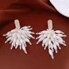 Pendientes de Borla de Perla de Vidrio con Diamantes y Tachuelas Plateadas, Pendientes Versátiles Simples y de Moda, Pendientes de Lujo Ligero de Nicho de Gama Alta para Mujeres