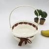 Cesta de Flores Tecida à Mão para Casamento Cesta de Armazenamento Portátil de Rattan Sintético Personalizada Cesta de Flores Nupcial para Frutas Pão