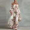 Amazon Transfronterizo Europeo y Americano 2026 Nuevo Artículo de Moda Más Vendido Vestido Elegante Estampado de un Hombro con Mangas de Linterna
