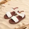 Sandalias Tejidas de Punta Abierta para Niñas Suela Suave Antideslizante Velcro Estilo Retro Sencillo Zapatos de Princesa para Niñas