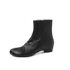 Botines Chelsea estilo europeo con forro de piel de oveja y tacón oculto, colección invierno 2026, tacón medio, tacón de cuña, diseño simple de punta redonda, botines de cuero genuino para mujer