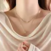 Collar Colgante de Doble Capa con Zirconia Microincrustada Galvanizado en Oro Real Cadena de Clavícula Apilada de Alta Gama Collar de Lujo Sencillo de Moda