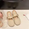 Zapatillas Nuevas Estilo Mary Jane Planas, Zapatos Estilo Tostada, Punta Redonda, Elegantes Casuales que Aumentan la Altura Estilo Birkenstock, Zapatillas Planas de una Sola Tira
