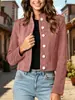 Nueva Chaqueta Corta de Motociclista para Mujer Transfronteriza Otoño/Invierno 2026 con Elementos de Diseño, Chaqueta de Trabajo de Ante, Estilo Vintage