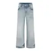 Estilo básico minimalista de calle, jeans de mezclilla lavada con efecto "bigotes de gato", nueva colección de otoño, pantalones largos casuales rectos tricolores estilo americano, ligeramente acampanados