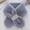 Cachecol de Pérolas Cachecol de Pelúcia Feminino Inverno Cabelo de Lontra Sintético Espessado Quente Moda Versátil Coreano Cor Sólida Proteção para o Pescoço Cachecol