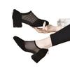 Zapatos de Mujer Primavera Verano 2025 Malla Calado Sandalias Tacón Grueso Transpirables Sandalias de Mamá Tacón Medio Zapatos de Malla de Mujer