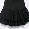 Comércio Exterior Transfronteiriço Estilo Europeu e Americano Primavera 2026 Vestido Feminino de Veludo com Decote Redondo Decorado em Camadas D6348222