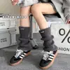 Perneiras com Placa de Metal para Mulheres, Outono e Inverno Espessadas Quentes Estilo Japonês Menina Meias Largas, Y2K Lã Fleece Punho Elástico Meias Longas