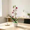 Día de Año Nuevo Top Grande Fondo Pequeño 7 Orquídeas Phalaenopsis Bonsái Decoración de Jardín para el Hogar Flor de Simulación Planta Verde Planta en Maceta Adorno