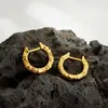 Brincos de Cobre Dourado com Textura de Bambu 2024 Moda Francesa Simples Elegantes Personalizados Versáteis Luxo Leve Nicho Vintage