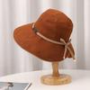Sentido del Diseño Lazo Cruzado Sombrero de Tela Boutique para Mujer Coreano de Verano Sombrero con Visera Grande Anti-UV Moderno