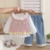 2026 Nuevo Conjunto de Ropa de Otoño para Niñas Ropa de Otoño para Niños Elegante Moderno Estilo Primavera y Otoño para Bebés Conjunto de Tres Piezas Venta al por Mayor