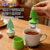 Filtro de Chá de Silicone e Aço Inoxidável Infusor de Chá em Formato de Árvore de Natal Ferramenta Separadora de Chá para Casa e Escritório