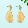 1 Par de Pendientes de Metal con Textura, Patrón Espiral y Forma Geométrica de Gota, Moda Retro Creativa Europea y Americana para Mujer