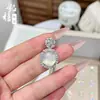 Calcedonia de Hielo de Alta Calidad Nuevo Estilo Chino Colgante Natural de Calabaza Transparente de Hielo Plata Verde Incrustada Jade Espuma de Agua Ágata Collar Retro para Clavícula