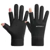 Guantes Calientes de Ciclismo para Otoño e Invierno, para Hombre, de Dedo Completo y Dos Dedos, Cortavientos, Impermeables, Antifrío, Antideslizantes, Compatibles con Pantalla Táctil, Forro de Polar