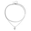 Joyería Transfronteriza Europea y Americana Diseño de Colgante de Corazón Cadena de Hueso de Serpiente Cadena para Clavícula Moda Simple Gargantilla Collar de Doble Capa