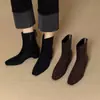 Botas de moda cuadradas de estilo coreano para mujer, nuevo modelo Otoño-Invierno 2026, con aumento interno de altura, cremallera trasera, acabado mate, botines elegantes con forro de felpa
