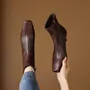 ¡Piel de oveja súper suave de primera capa! Botines Cortos Retro Franceses de Tacón Medio 4.5cm para Mujer 2025 Otoño e Invierno Nuevos Botines Sencillos para Tobillo