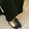 Sapatilhas Quadradas com Laço e Design Estiloso, Boca Rasa, Nova Versão Coreana 2025, Sapatos Baixos de Lantejoulas Brilhantes para Mulheres