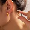 Brincos Elegantes Estilo Coreano Transfronteiriço Retrô com Pontos Cruzados Anel Banhado em Aço Titânio Ouro 18k Real Brincos Distintivos de Nicho para Mulheres