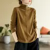 Suministro Transfronterizo Terciopelo Alemán de Doble Cara Empalme Sencillo Cuello Alto Medio Camiseta Interior Engrosada para Mujer Moda Otoño e Invierno Tops de Moda para Mujer