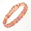 Venta Caliente Transfronteriza Moda Europea y Americana Pulsera Magnética Desmontable con Forma de Corazón Aleación Ecológica Incrustaciones de Pedrería Pulsera Ajustable para Mujer