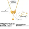 Estilo Ins Europeu e Americano Laço Simples Pingente de Coração com Franjas Conjunto de Joias Colar e Brincos Personalizados Aço Inoxidável Banhado a Ouro