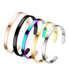 Pulseira de aço inoxidável feminina tipo C aberta ajustável aço titânio 6mm de largura que não desbota joias femininas atacado