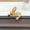 Anillo Elegante Vintage Retro Apilado con Circonita Microincrustada para Mujer, Anillo de Mariposa de Lujo Ligero de Nicho