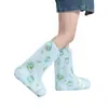 Cobre-sapatos de chuva descartáveis de cano alto, antiderrapantes e impermeáveis, embalagem plástica espessa para estudantes, logotipo personalizável, cobre-pés portáteis atacado