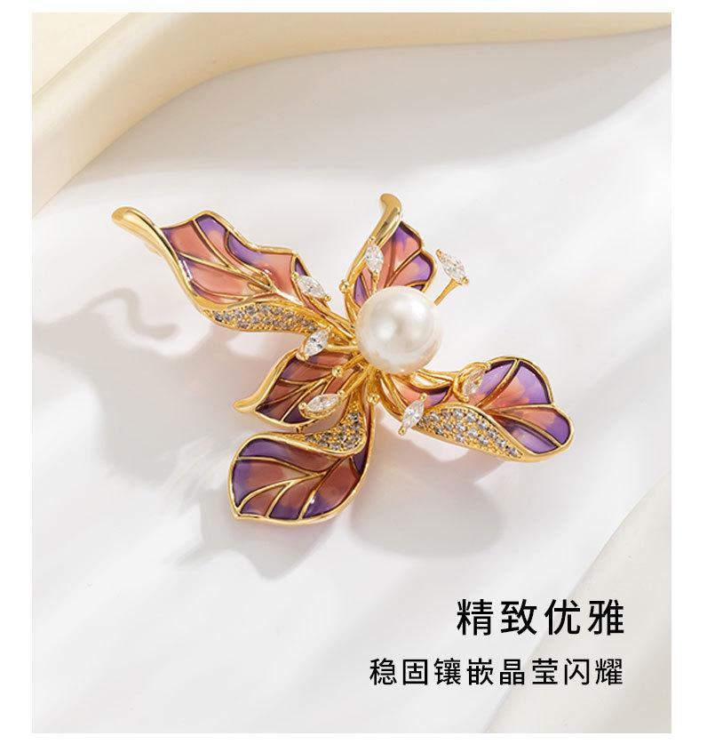 法式复古鸢尾花胸针小众轻奢高级感花朵别针新品时尚优