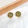 Nuevos Pendientes Franceses Retro de Moda con Flor Hueca Microincrustada de Circonita, Pendientes de Moda de Alta Gama para Mujer