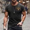 Tamanho Europeu e Americano Verão Novo Roupa Masculina de Comércio Exterior Amazon Mais Vendido Camiseta Estampa de Letras 3D Gola Redonda Manga Curta Camiseta
