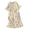 Bata Coreana de Verano para Mujer, Algodón Nube, Ropa de Casa de Manga Corta para Niños, Bata Suelta de Dibujos Animados Lindos, Pijama de Mujer, Verano