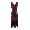 Vestido de Noite Gatsby Retrô dos Anos 1920 S-4XL com Franjas, Bordado Pesado, Decote em V, Vestido de Baile Plus Size