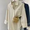 Camisa Azul Feminina Primavera Outono 2024 Novo Design Senso Nicho Casual Solta Camada Manga Longa Camisa Jaqueta Top