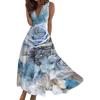 Vestido largo sin mangas con cuello en V y estampado digital de moda de verano 2023 para mujer