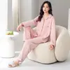 Pijama Feminino Outono e Inverno, Manga Longa e Calça, Estilo Novo, Cardigã com Gola Reversível, Kimono de Algodão Puro, Doce e Fofo, Roupa de Casa Plus Size