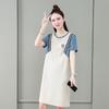 Vestido de Verano de Moda Estilo Coreano para Mujer, Reduce la Edad, Longitud Media, Nuevo 2026, Cruzado, Manga Corta, Vestido Camiseta, Tendencia de Instagram