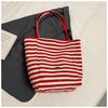 Bolsa de Lona Listrada Estilo College para Mulheres 2025 Nova Tendência Moda Coreana Estilo Preguiçoso Bolsa Tote Bolsa de Grande Capacidade